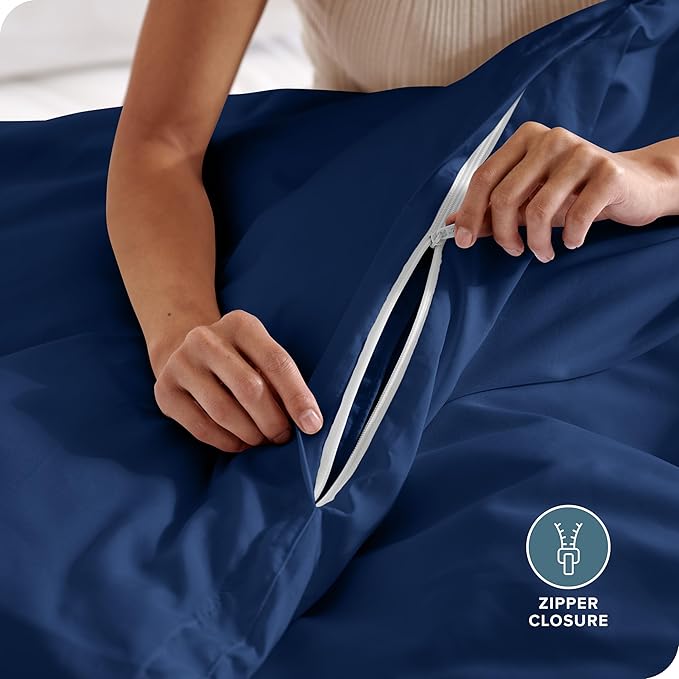 Bare Home Bedding Duvet Cover Full Size - Premium 1800 Super Soft Collection - Lightweight, Cooling Duvet Cover - Soft Breathable Bedding (Full, Dark Blue)