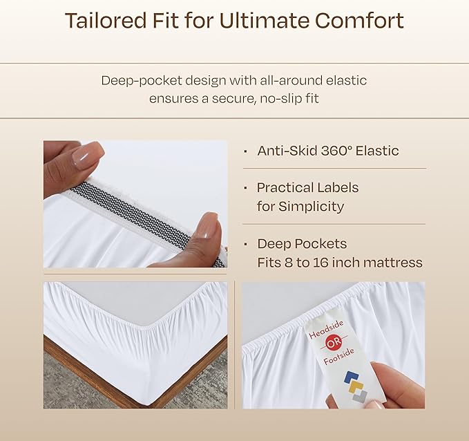 California Design Den Luxury 800 Thread Count King Size Sheets Set - 100% Cotton Sheets, Soft Sateen, Deep Pockets for a Snug Fit, Durable Bedding Set - White