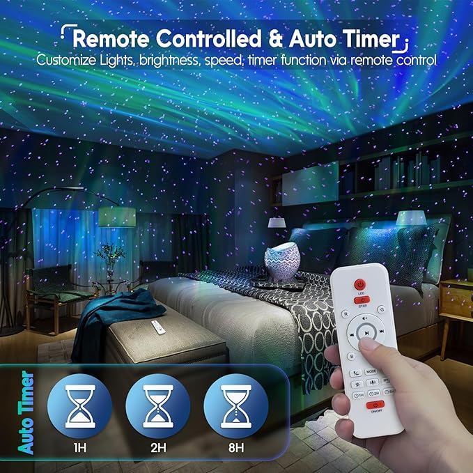 Rossetta Star Projector, Galaxy Light Projector White Noise Bluetooth Speaker with Remote Control, Aurora Projector Starry Night Light Projector for Kids Adults, Home Theater, Ceiling, Home Decor