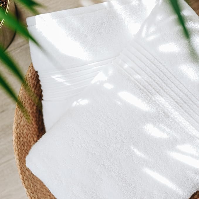 Milara Turkish Super-Plush Bath Towels Set 2-Piece | Premium Cotton Bath Towel Set Absorbent, Durable with Hanging Loops | White Color Turkish Bath Towels, (27 x 54 Inches)