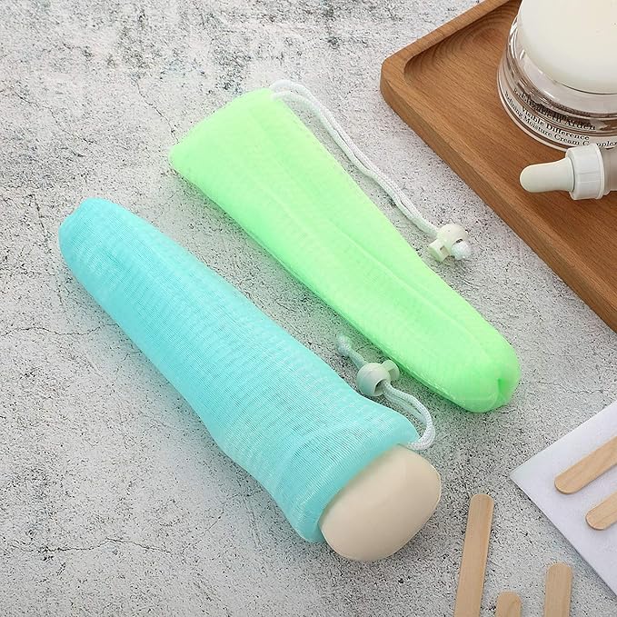 Boao Mesh Soap Bar Loofah Exfoliating Mesh Soap Saver Bag Pouch Bubble Foam Net for Body Facial Shower Cleaning Tool(10 Pieces)