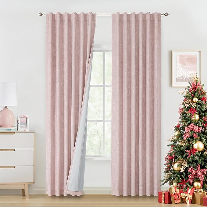 Vision Home Pink Full Blackout Curtains 84 inch for Girls Bedroom Nursery Room Darkening Window Treatment Set Thermal Insulated Rod Pocket Back Tab Soundproof Pink Drapes for Living Room 50" Wx84 Lx2