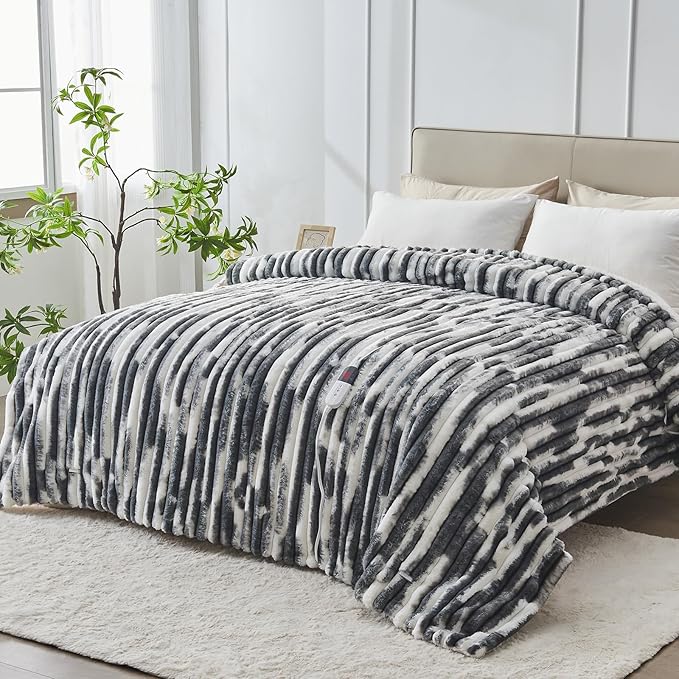 Heated Blanket Full - 72"x84" Fast Heating Bed Electric Blankets with 6 Heating Levels & 10 Hours Auto Off, Soft Ribbed Faux Fur Sherpa, Over-Heated Protection ETL, Dark Gray