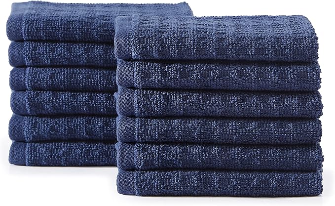 Tommy Bahama - Washcloths, Soft & Absorbent Cotton Towels, Low Linting & Fade Resistant, Oeko-Tex Certified (Northern Pacific Dark Blue, 12 Piece)