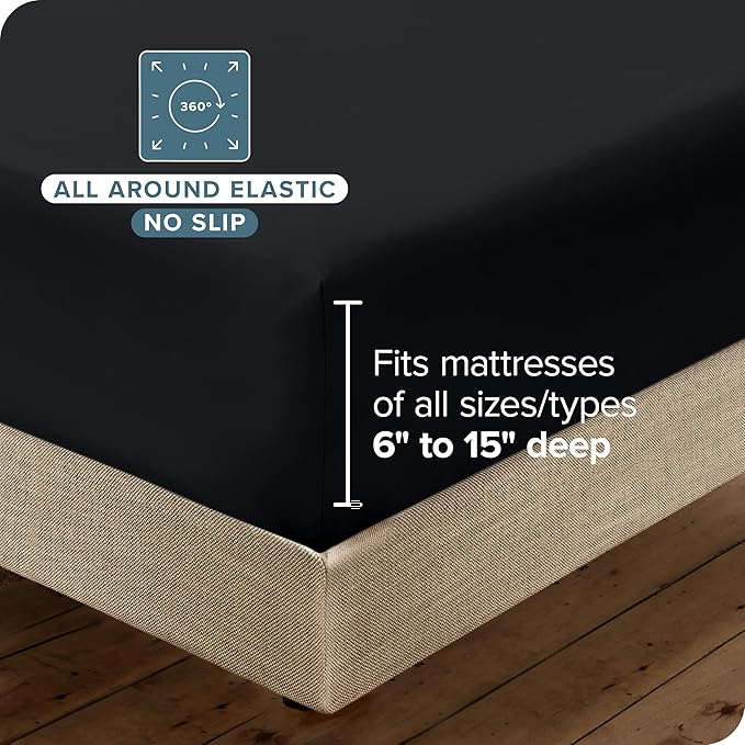 Bare Home Hotel Luxury Split King Sheet Set, Extra Soft - 7 Piece Set - Deep Pockets - Easy Fit - Cooling & Breathable - Wrinkle, Fade, Stain Resistant - Includes 4 Pillowcases (Split King, Black)