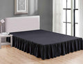 FUNSTERSIN Sheets & Beyond Wrap Around Solid Microfiber Luxury Hotel Quality Fabric Bedroom Gathered Ruffled Bedding Bed Skirt 14 Inch Drop (Twin, Black)