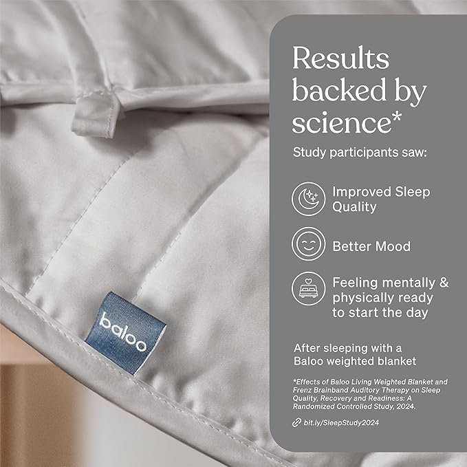 Baloo Weighted Blanket for Adults 15 lb (Silver Sage, 60"x80") | Cool & 100% Cotton | Machine Washable & Dryer Safe | Glass Microbead Fill
