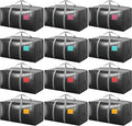12 Pack Extra Heavy Duty Large Moving Bags with Reinforced Zipper & Wide Handles, Waterproof Storage Bins for Clothes, College Dorm, Travel, and Home Organization, Gray
