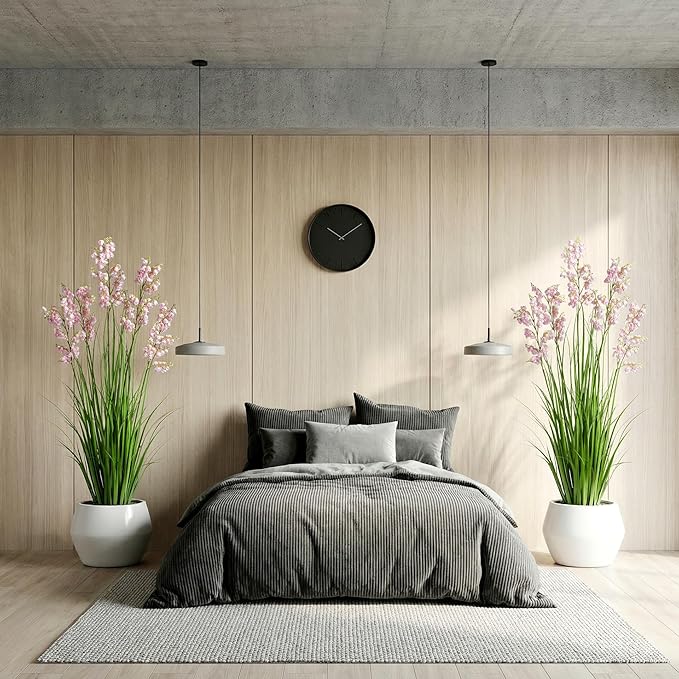 Green Onions Home Decor Fake Plants Lily of The Valley Snake Plant Home DéCor Accents Artificial Grass Room Decor Artificial Plants Indoor Artificial Grass 47" 2PCS（Pink）