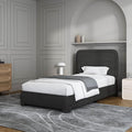 BarnFurin Twin Size Bed Frame, Boucle Upholstered Platform Bed Frame with Headboard, Modern Style, Soft Rounded Corners, No Box Spring Required, Easy Assembly, Black