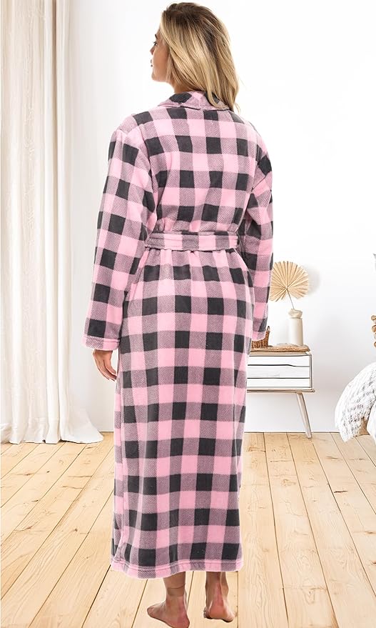 Alexander Del Rossa Plush Robe for Women, Long Fleece Winter Bath Robe, Plus Size
