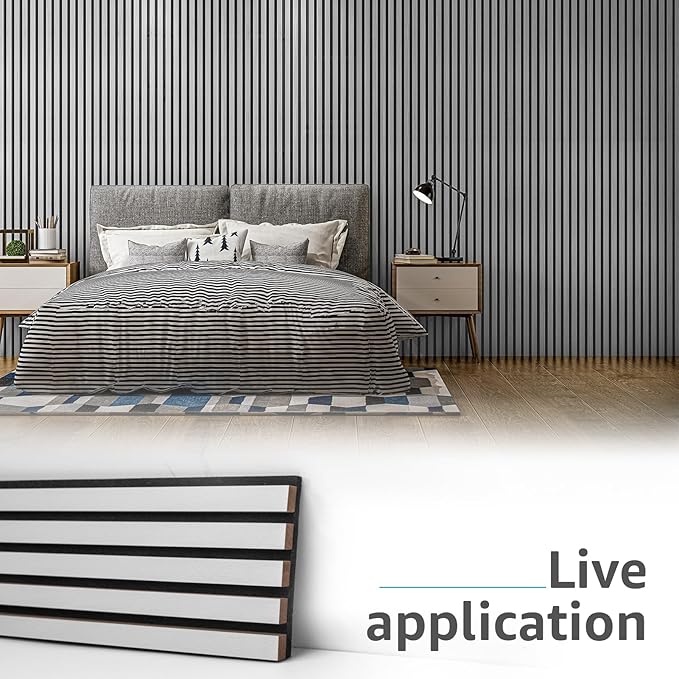 Art3d 4pcs-107 x 8in Slat Acoustic Panel for Wall and Ceiling, 3D Fluted Sound Absorbing Panel with Wood Finish, Silver