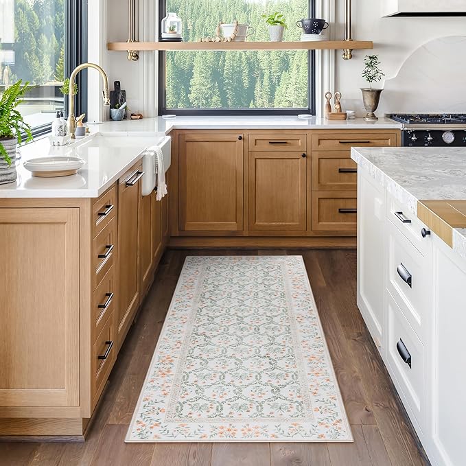 Gertmenian Indoor Boho Area Rug | Home Decor for Entryway, Bedroom, Living Room, Office, Kitchen | Non Slip, Soft, Printed Accent Rugs | Vela, Ivory, 2x6 Runner, 24607