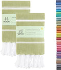 WETCAT Turkish Hand Towels with Hanging Loop, Set of 2 (20" x 30") 100% Turkish Cotton, Pre-Washed, Quick Drying, for Kitchen or Bathroom - Sage Green
