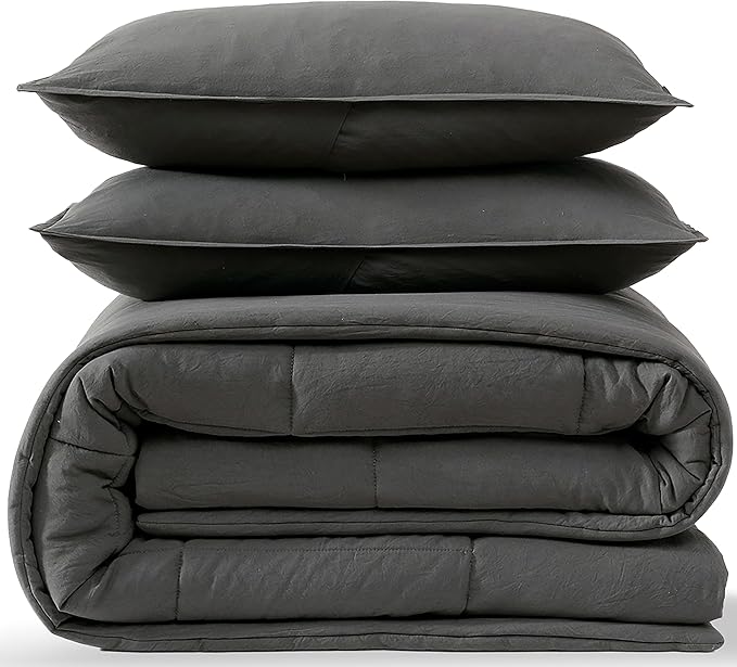 UGG King Size Comforter Set with 2 Pillow Shams Lightweight Down Alternative Comforter King Size Blanket Reversible Cozy Warm All Season Washable Hypoallergenic Bedding Set, Charcoal Grey (Leonora)