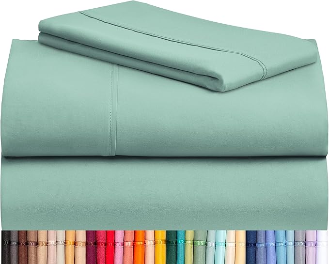 LuxClub 3 PC Twin XL Sheet Set, Deep Pockets Wrinkle Free Cooling Bed Sheets Hotel Bedding for Women, Men, Kids & Teens, Includes 1 Fitted Sheet, 1 Flat Sheet and 1 Pillowcase-Silky Soft Light Teal