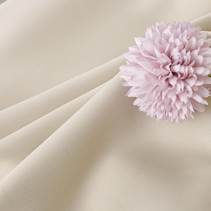 Soundproof Heavy Duty Curtains 3-in-1 Thermal 100% Blackout Curtains 50Wx120L for Bedroom Living Room 1 Panel Beige