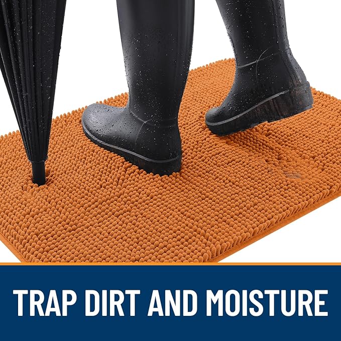OLANLY Dog Door Mat for Muddy Paws 30x20, Absorbs Moisture and Dirt, Absorbent Non-Slip Washable Doormat, Quick Dry Chenille Mud Mat for Dogs, Entry Indoor Entryway Carpet for Inside Floor, Clay
