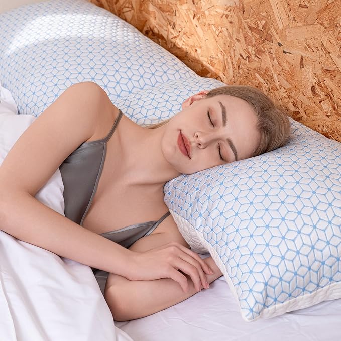 Bed Pillow King Size 1 Pack, Shredded Memory Foam Pillow Adjustable, Cooling Pillow Soft and Supportive for Side Back Stomach Sleepers