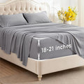Bedsure Deep Pocket Full Size Bed Sheets Set - Fits Mattresses Up to 21 Inches Thick - 4 Piece GentleSoft Bed Sheets, Moisture Wicking, Cooling Bedsheet & Pillowcases, Easy & Secure Fit, Light Grey