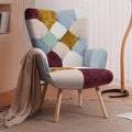 Joysoul Living Room Accent Chair Modern High Back Arm Chair, Golden Burgundy Bohemian Style Chairs for Bedroom Waiting Room