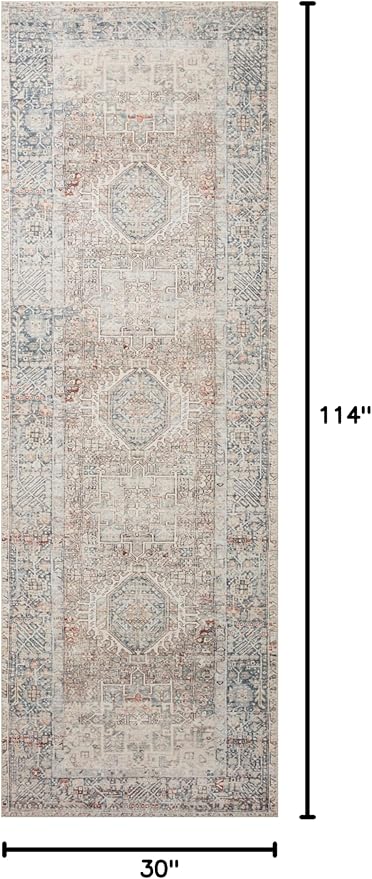 Loloi Chris Loves Julia Jules Collection JUL-07 Natural/Ocean 2'-6'' x 9'-6'', .13" Pile Height, Runner Rug