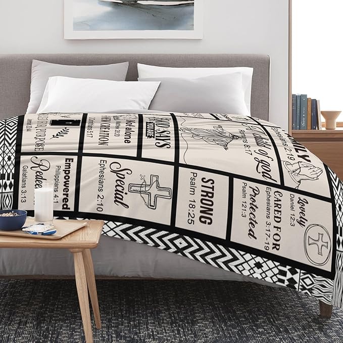 Bible Verse Christian Gift Blanket 60"x80", Inspirational Faith Throw for Believers, I Am a Child of God Blanket,Baptism Spiritual Gifts for Catholic Men Women