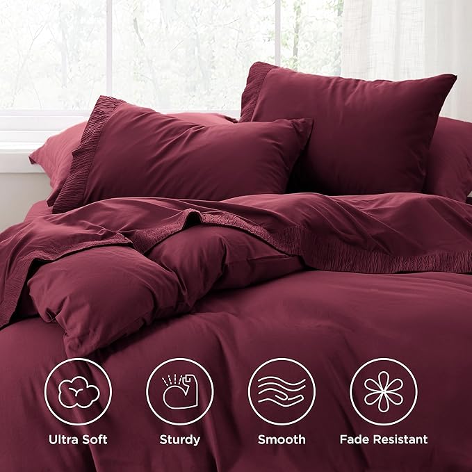 Bedsure Twin Sheets Set - 3 Pieces Soft Twin Bed Sheets - Breathable & Cooling - Hotel Luxury - Easy Care Polyester Microfiber Bedding for Women, Men, Red