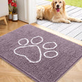 OLANLY Dog Door Mat for Muddy Paws 40x32, Paw Print Design, Absorbs Moisture and Dirt, Absorbent Non-Slip Washable Doormat, Quick Dry Chenille Mud Mat, Entry Indoor Entryway Carpet, Deep Plum