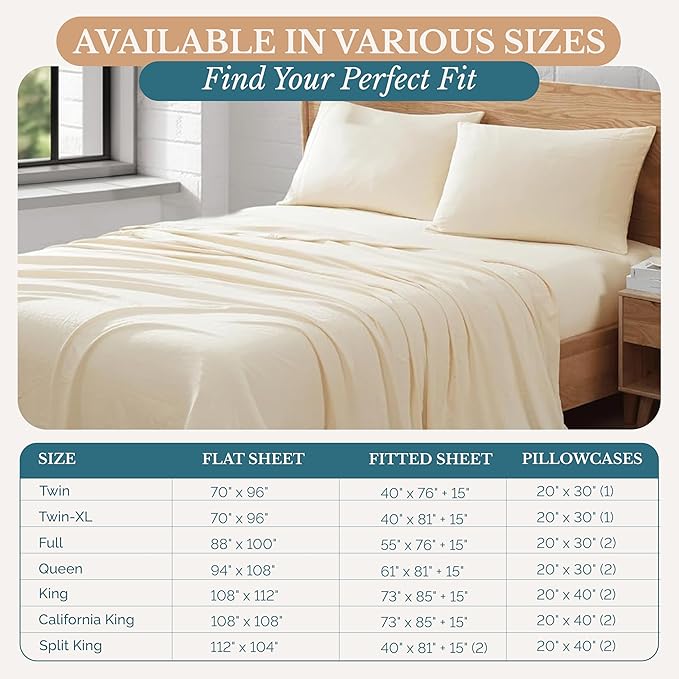 Casa Platino King Size Bed Sheets – 4 Piece Set, Pre-Washed Ultra Soft Fabric, Cozy Fit, Fade Resistant, Deep Pocket King Sheet Set, Microfiber Sheets with Enhanced Comfort & Long-Lasting Feel - Ivory