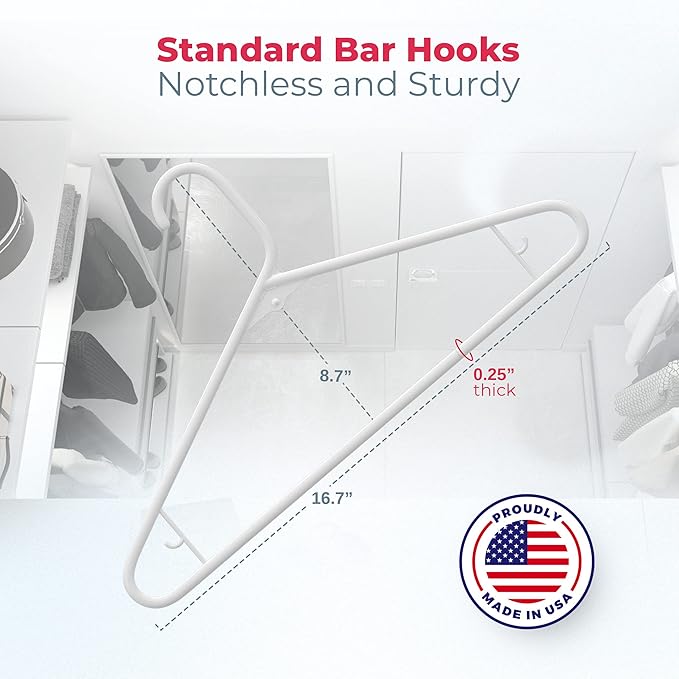 Neaties Plastic Hangers 100 Pack – Made in The USA – 6lb Capacity Standard Clothes Hangers with Strap Hooks for Dresses, Lingerie, Shirts, Pants, and Jackets – Mint