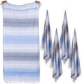 Native Fab Oversized Beach Towel, 4 Pack, 40x71 inches 100% Cotton Turkish Peshtemal for Adults,Soft & Absorbent, Extra Large Beach Towel for Hammam Spa Beach Blanket Bath, Cabana Strips, Navy Blue