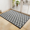 Indoor Door Mat 17x30, Dirt Resistant & Absorbent Doormat for Entryway Inside, Non-Slip Rubber Backing Front Door Mat Indoor Entrance, Low-Profile, Washable, Black