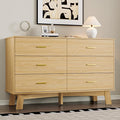 Dresser for Bedroom with 6-Drawer, 47.2" Modern Chest of Drawers with Metal Handles, X-Shape Base & Adjustable Center Leg, Anti-Tip Closet Organizers and Storage