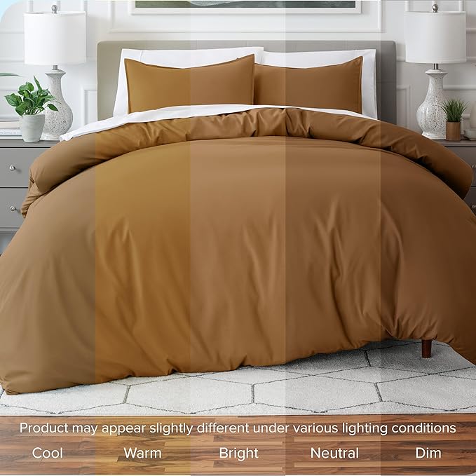 Bare Home Bedding Duvet Cover California King Size - Premium 1800 Super Soft Collection - Lightweight, Cooling - Soft Breathable Bedding Duvet Cover (Cal King, Caramel)