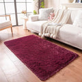 duduta Burgundy Plush Rugs for Bedroom 4x6 ft, Fluffy Carpet for Living Room, Shag Rug for Kids Room Dorm Nursery Playroom