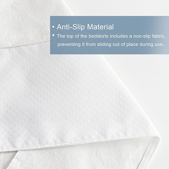HIG Off White Chic King Bed Skirt - Easy Fit Scallop Edge Pleated Bedskirts, 14 Inch Drop Anti-Slip Dust Ruffle, Thick Fabric for Enhanced Privacy, Pre-Washed for Long-Lasting Use(N60022)