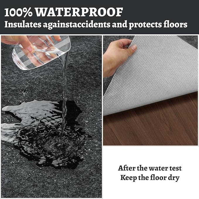 100% Waterproof Rug pad, 10x14 ft Area Rug Non-Slip Rug Pads, 1/4" Thick Carpet Pads for All Floors and finishes, Felt pad for Hardwood Floors, Keep Carpets in Place Soft and Secure