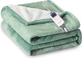 Heat Blanket 72”x84” Full Size,Soft Flannel & Sherpa Reversible Electric Blanket with 10 Heat Settings,12 Timer Setting and 8 Hours Auto-Shut Off,ETL Certified Machine Washable,Green