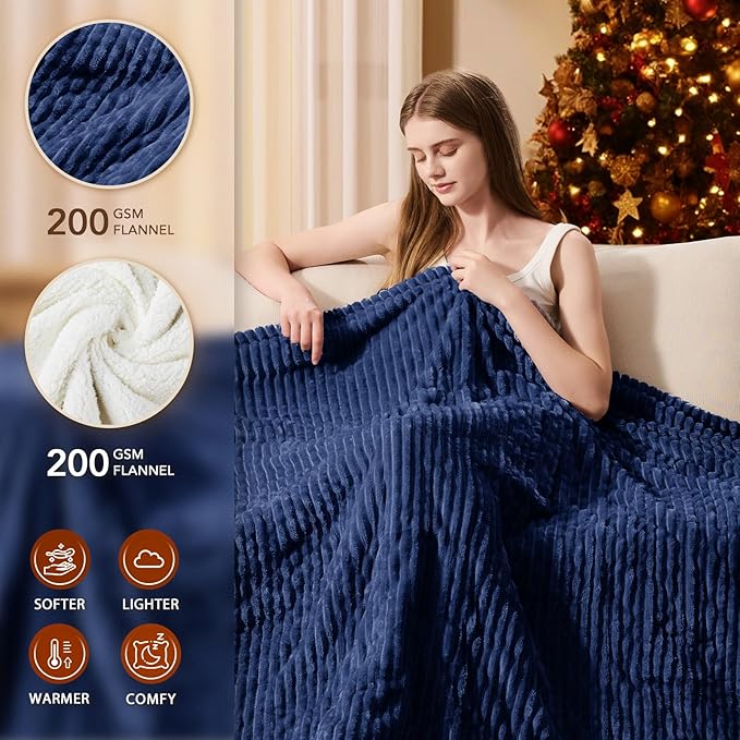 Homemate Electric Heated Blanket Full Size - 72"x84" Heating Blanket Full Size 1/2/4/6/8 Hours Auto-Off 10 Heat Level Over-Heat Protection Soft Flannel Sherpa ETL Certification