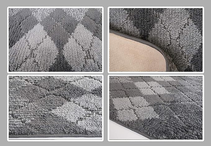 Custom Length Hallway Runner Rug,Slip Resistant,Squares Anthracite, 26 Inch X 3 feet, Doormat, Sold and Priced Per Foot