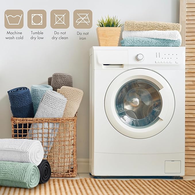 Madison Park Splendor Reversible 100% Cotton Tufted Bathroom Rug-3000 GSM Hotel Quality Luxurious Plush Medium Pile Bath Mat Absorbent, Quick Dry, Shower Room Décor, 24x44 Natural