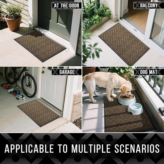 Yimobra Large Door Mat 47x32, All-Season Waterproof Doormat Outdoor Entrance, Heavy Duty Non-Slip Outside Door Mat for Garage Patio Proch Entryway Indoor, Easy Clean, Brown