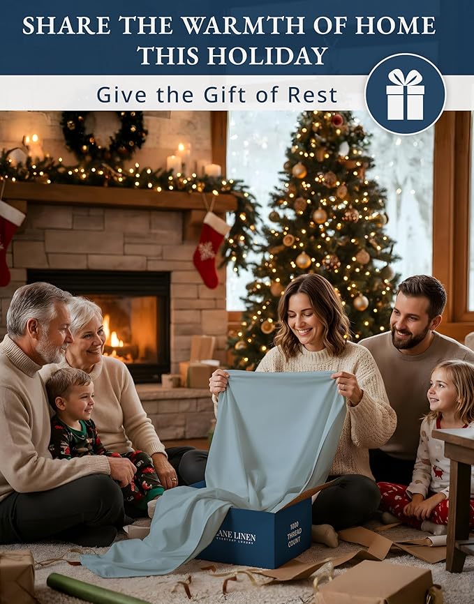 LANE LINEN 100% Egyptian Twin XL Sheets Set - 1000 Thread Count, Soft & Comfy Thick Fully Elasticized Mercerized Cotton Twin Extra Long Sheet Set, No Pill Fade Resistant Elegant Sheets - French Blue