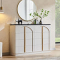 ACCOHOHO Large Dresser for Bedroom with 8 Drawers with Arched Panel,Modern Minimalist Chest of Drawers with Gold Handles,Wood Storage Closet Dressers Tv Stand for Living Room, Hallway,White