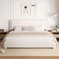 King Size Boucle Bed Frame, Upholstered Cloud Platform Bed Frame with Headboard, Anti-Collision Soft Rounded Corners, No Box Spring Required, Easy Assembly, Noise Free, Adjustable Headboard
