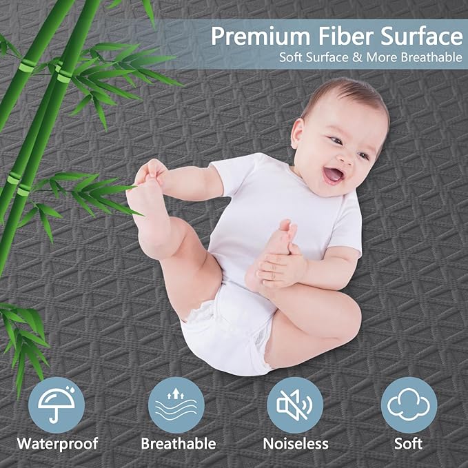Premium Waterproof Mattress Protector Queen Size, Breathable Bed Cover 3D Air Fabric Cooling Mattress Pad Cover Smooth Soft Noiseless Washable, 8''-21'' Deep Pocket (Gray)