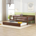 Bellemave Full Size Bed Frames with Rails for Kids, Full daybed Frame with Trundle for Boys/Girls/Adults，Walnut