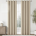ChrisDowa 100% Blackout Natural Solid Solid Curtains 90 Inches Long 2 Panels for Bedroom Living Room,Farmhouse Room Darkening Thermal Insulated Soundproof Grommet Top Window Treatment Drapes,52x90