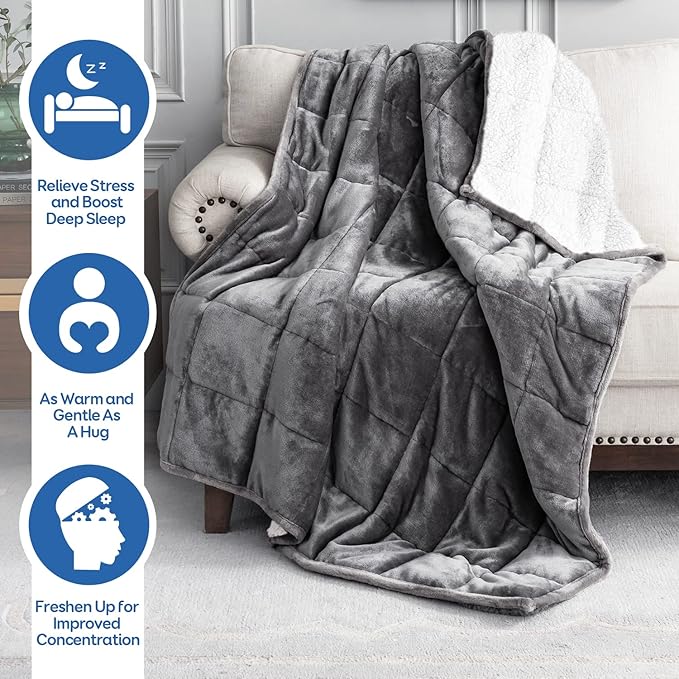 Cottonblue Weighted Blanket 20 lbs, Sherpa Fleece Weighted Blanket Queen Size for Adults, Soft Cozy Fuzzy Heavy Blanket 60 x 80 inches, Idea Gifts for Birthday Holiday